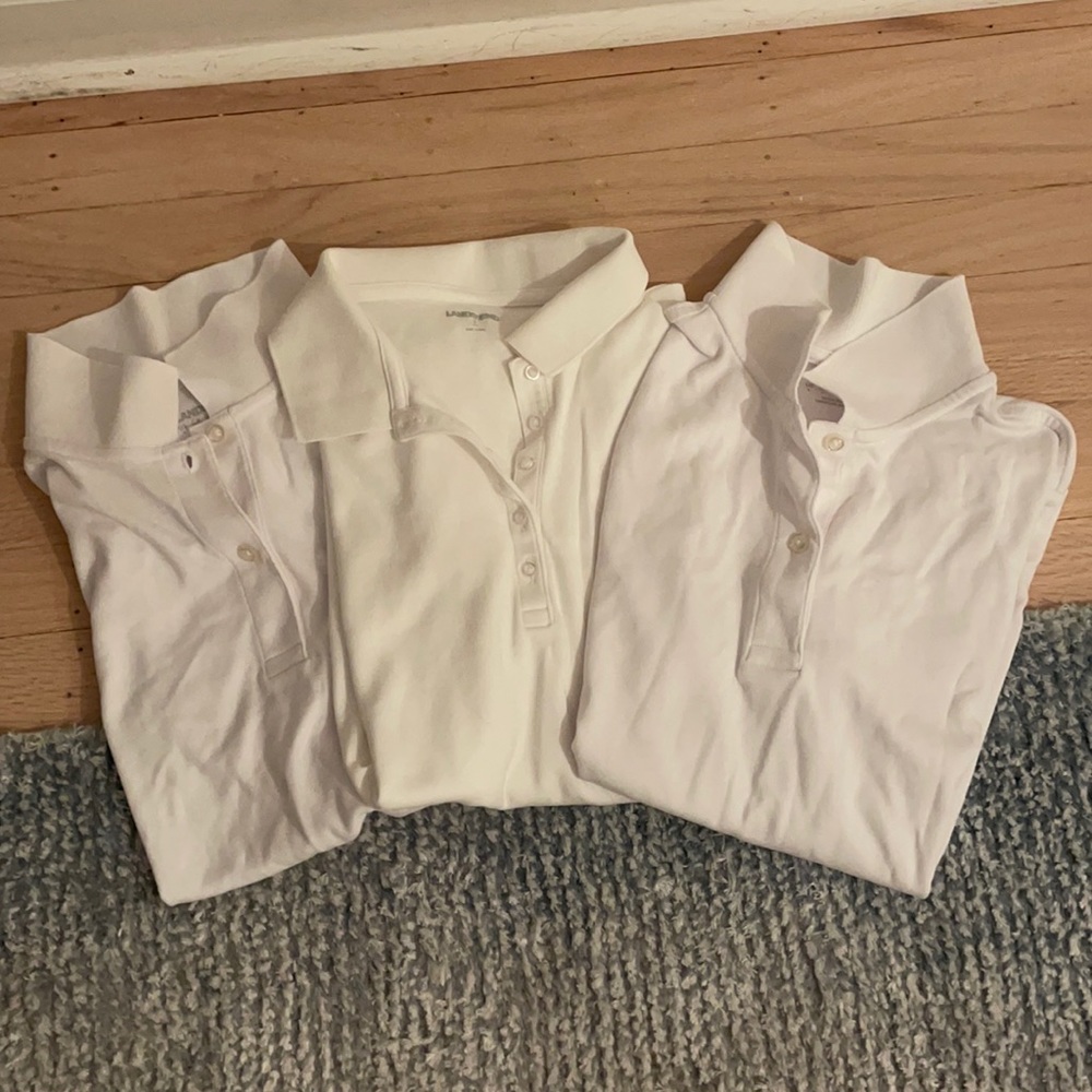 Set of 3 Lands End White Polo Shirts